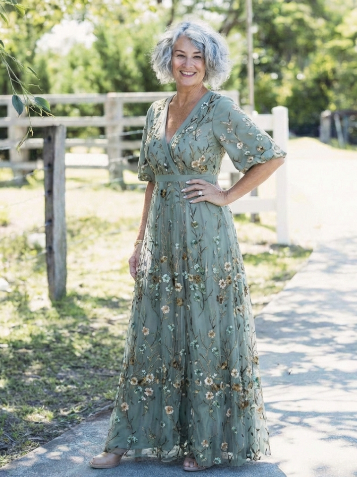Élodie | Floral maxi dress with V-neck